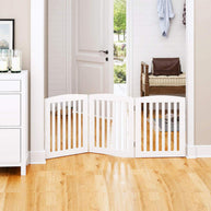 Wooden Portable Safety Pet Fence Gate Partition For Kids (White) - WoodenTwist