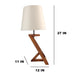 Angular Wooden Table Lamp with Brown Base and Premium White Fabric Lampshade - WoodenTwist