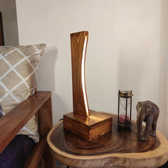 Arc Brown Wooden LED Table Lamp - WoodenTwist