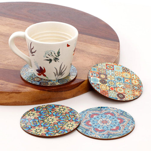 Printed Coasters in MDF Wood for Home and Dining Table ( set of 4 ) - WoodenTwist