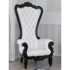 Luxurious High Back throne Crystal Buttons Chair - WoodenTwist