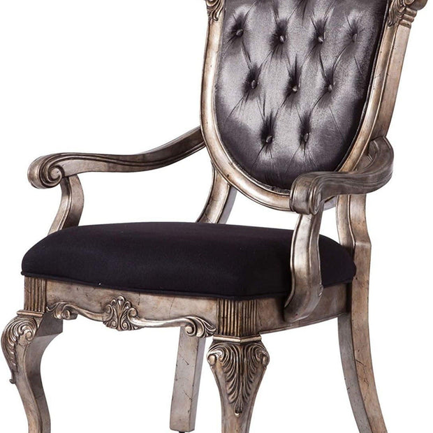Wooden Arm Chair with Tufted Button ( Set of 2 ) - WoodenTwist
