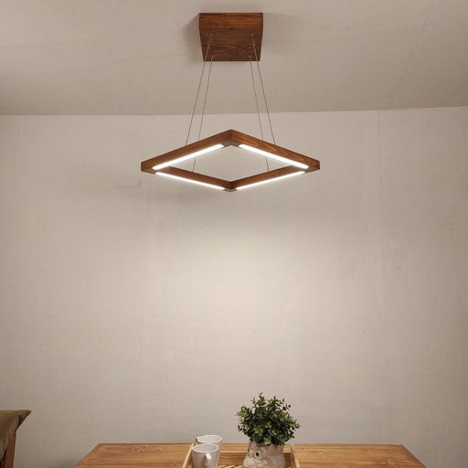 Atrium Triangular Brown LED Hanging Lamp - WoodenTwist