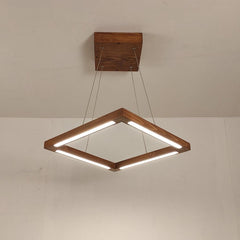 Atrium Triangular Brown LED Hanging Lamp - WoodenTwist