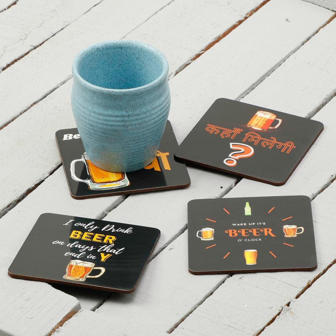 Printed Tea Coasters for Home and Dining Table ( set of 4 ) - WoodenTwist