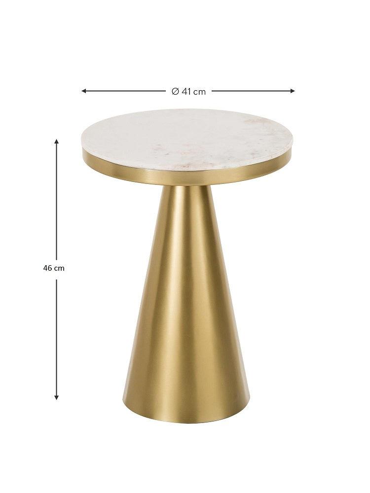 Richmen End Table Shiny Gold & White Marble - WoodenTwist