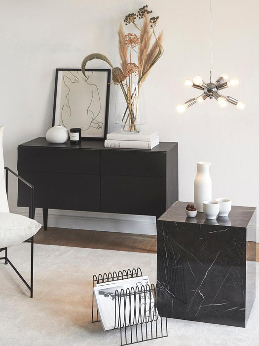Ollie End Table in Black Marble Finish - WoodenTwist
