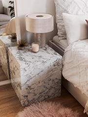 Erico End Table in white Marble Finish - WoodenTwist