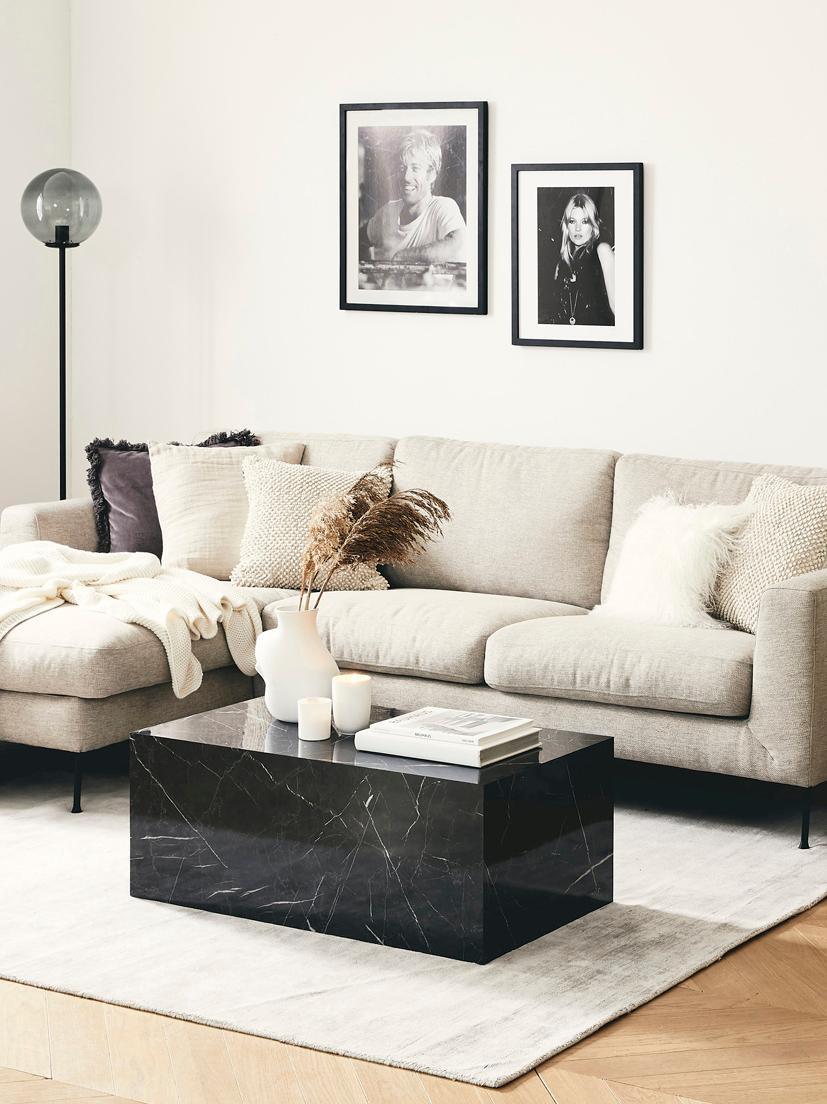 Nervo Coffee Table in Shiny Black Marble Colour - WoodenTwist