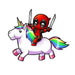 Cartoon Deadpool riding a unicorn Wall Sticker - WoodenTwist