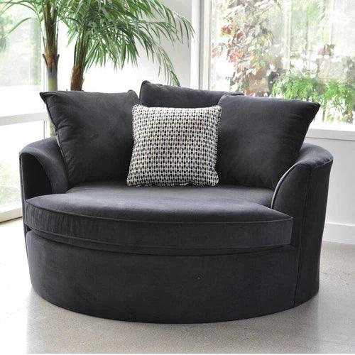 Wooden Twist Velvet Round Solid Wood Barrel Sofa Chair - WoodenTwist