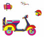 Decorative Colourful Scooter Wall Sticker - WoodenTwist