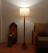 Brice Wooden Floor Lamp with Brown Base and Jute Fabric Lampshade - WoodenTwist