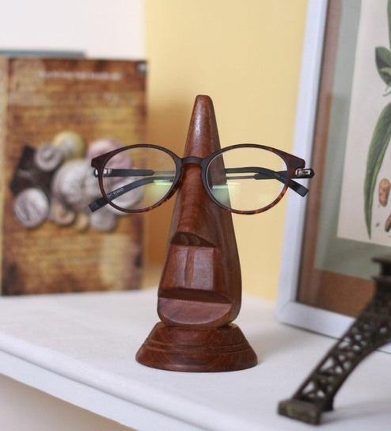 Wooden Nose Shaped Spectacle Holder Specs Stand For Office Desktop/Tabletop - WoodenTwist