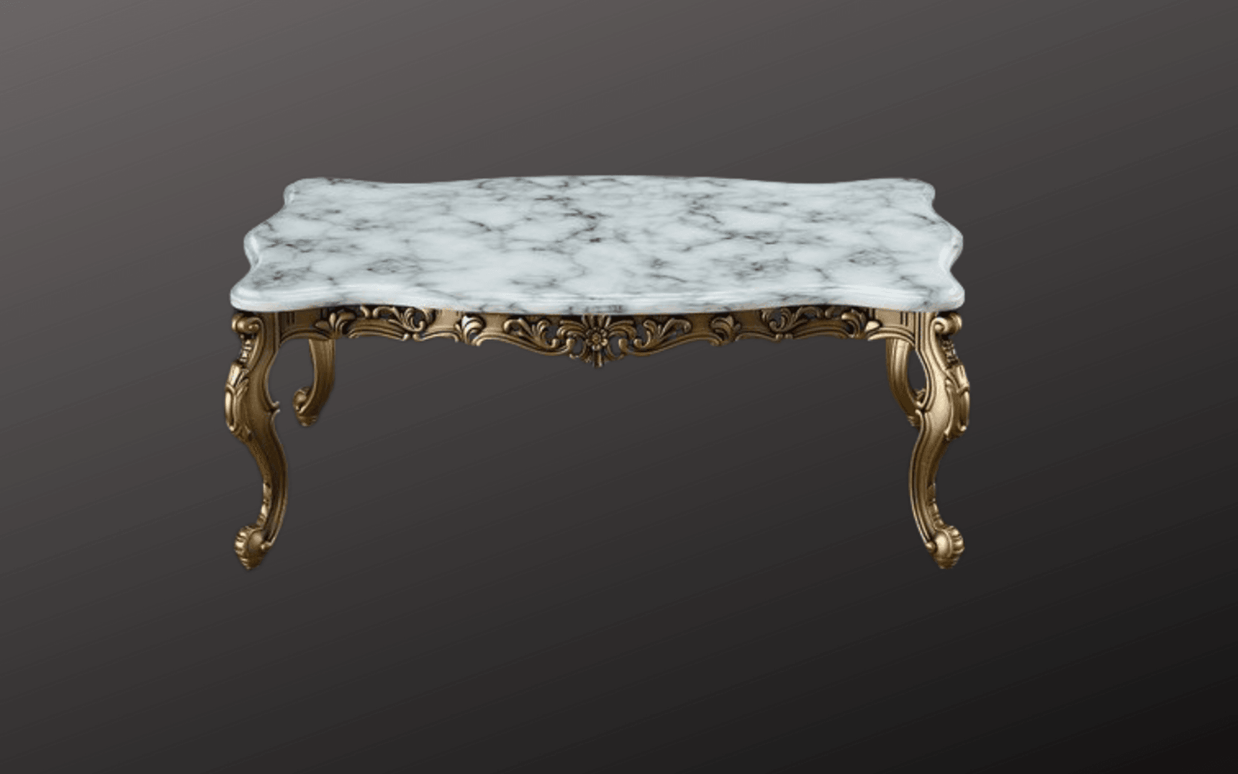 Carved 6 Seater Teak Wood Sofa Set With Centre Table In Antique Gold Finish - WoodenTwist