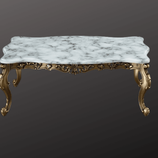 Carved 6 Seater Teak Wood Sofa Set With Centre Table In Antique Gold Finish - WoodenTwist