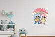 Animated Owl Couple Under The Umbrella Wall Sticker - WoodenTwist