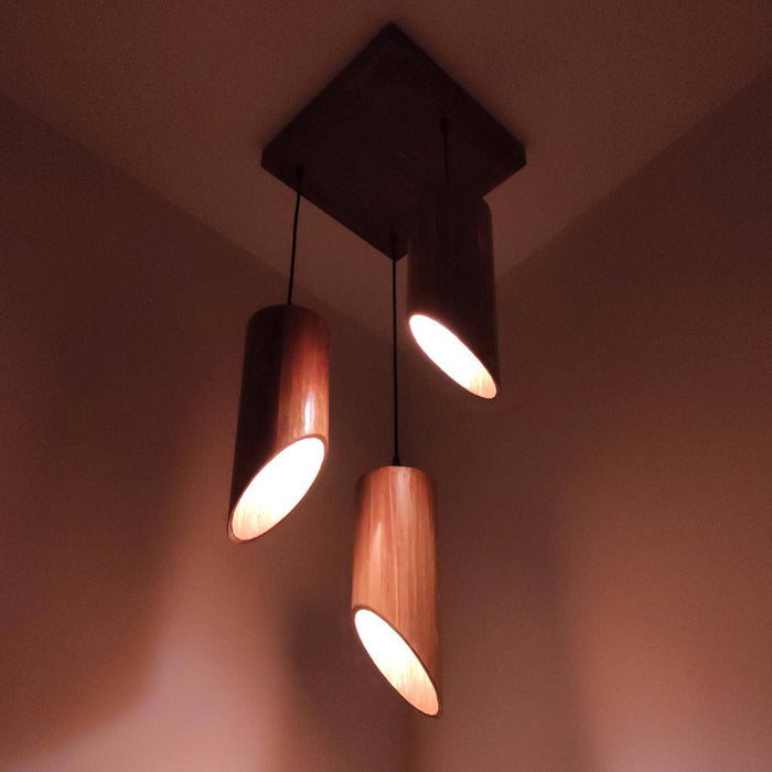 Cedar Brown Cluster Hanging Lamp - WoodenTwist