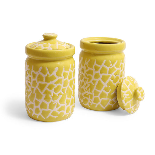 Ceramic Storage Jar (Set -2, 900 ml,) - WoodenTwist