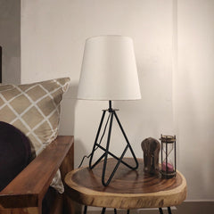 Claire Metal Table Lamp with Black Base and Premium White Fabric Lampshade - WoodenTwist