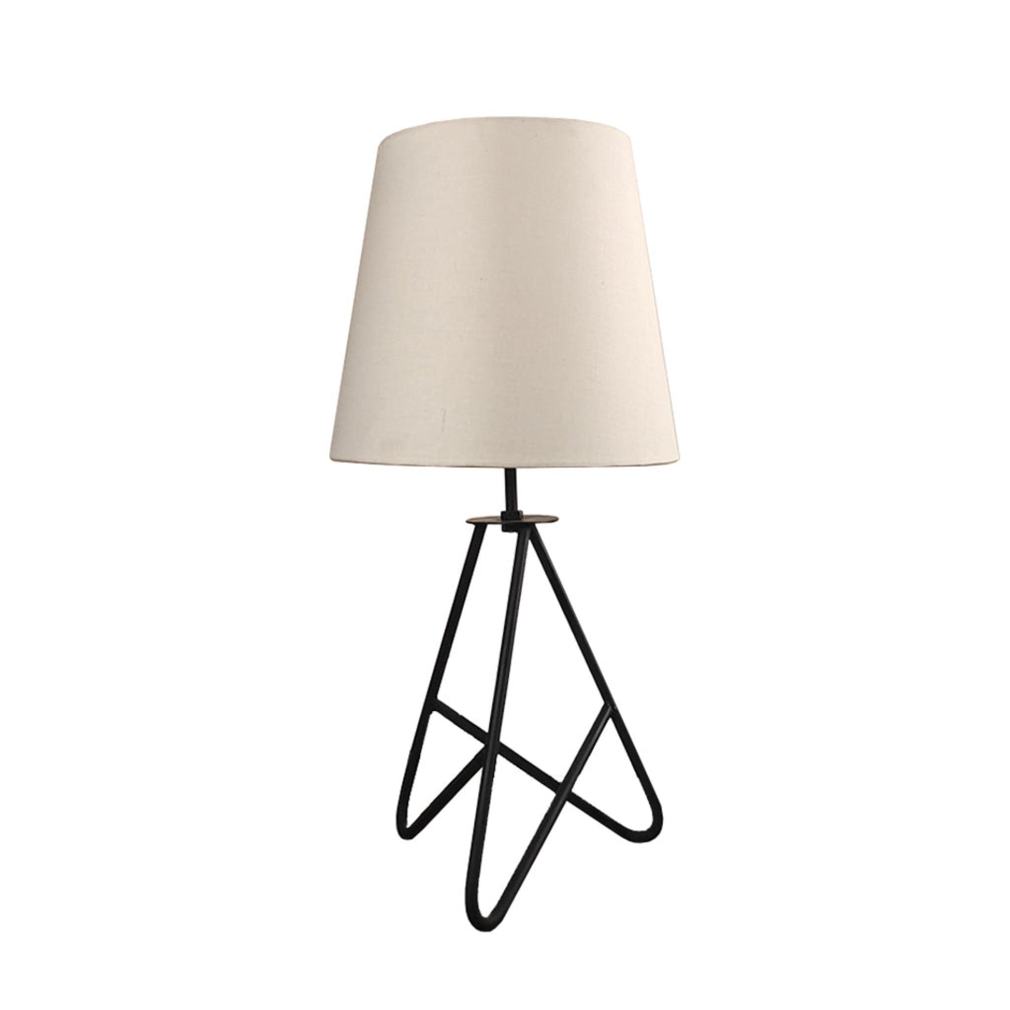 Claire Metal Table Lamp with Black Base and Premium White Fabric Lampshade - WoodenTwist