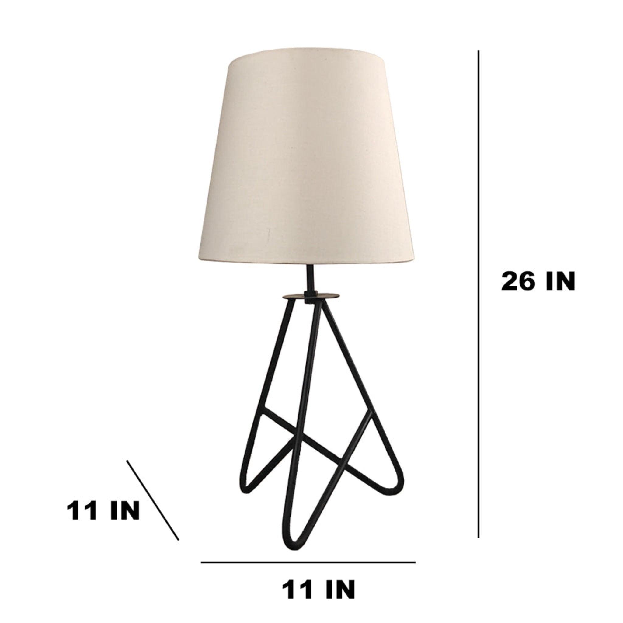 Claire Metal Table Lamp with Black Base and Premium White Fabric Lampshade - WoodenTwist