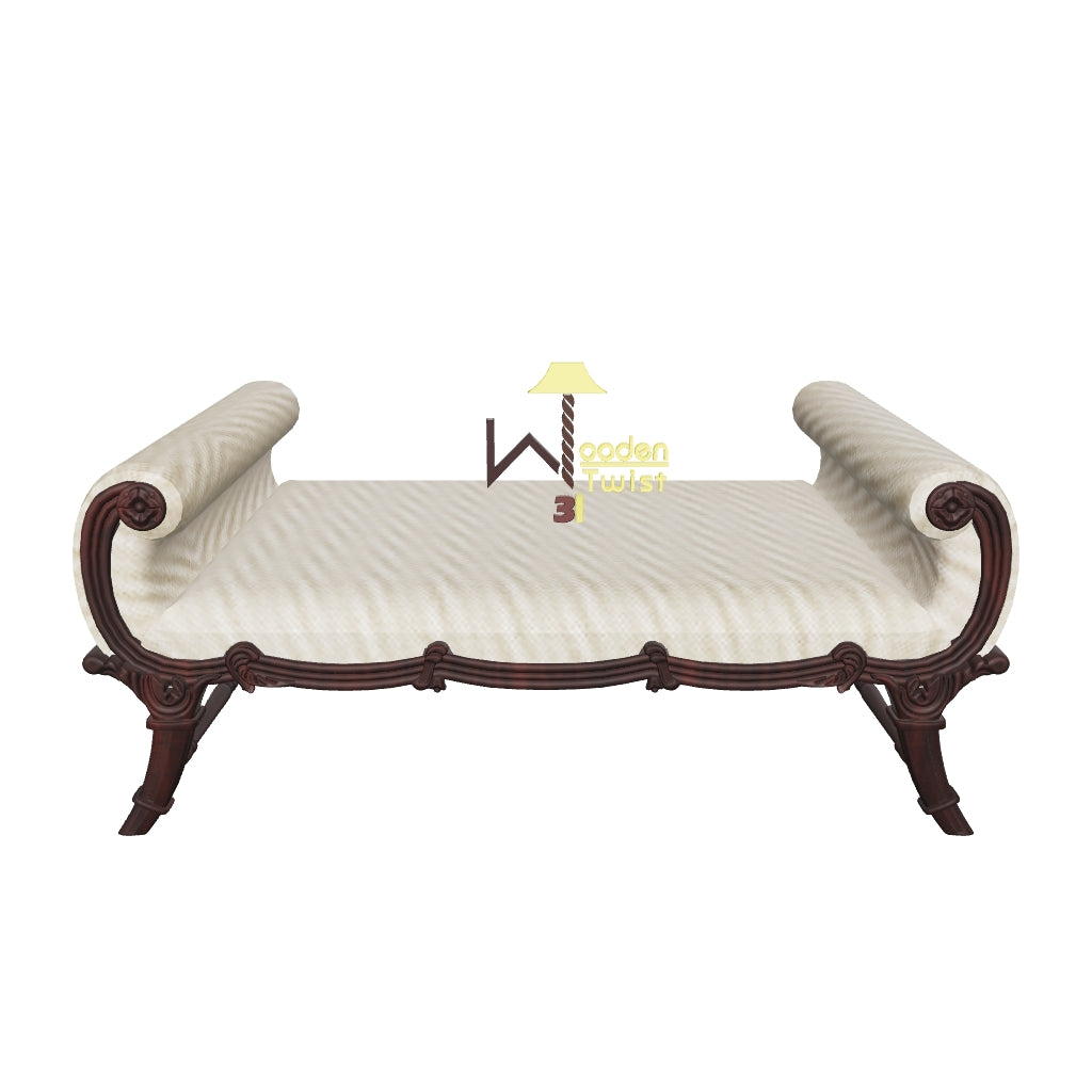Cama Teak Wood Carved Royal Diwan (Walnut Finish)