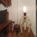 Crawler Beige Wooden Table Lamp with Black Fabric Lampshade - WoodenTwist