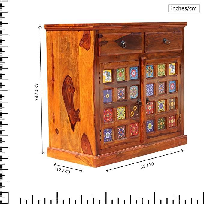 Crockery Unit Cabinet Tile Two Doors WoodenTwist