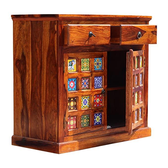 Crockery Unit Cabinet (Tile Two Doors) - WoodenTwist
