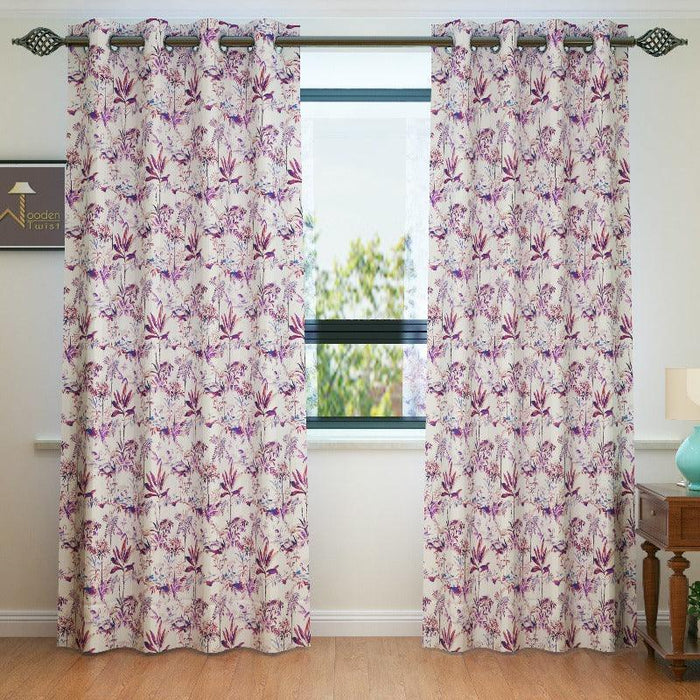 Fabrahome Light Filtering 7 Ft Rectangular Holland Fabric Curtain ( Purple ) - WoodenTwist