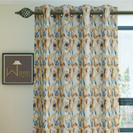 Fabrahome Light Filtering 7 Ft Rectangular Holland Fabric Curtain ( Floral ) - WoodenTwist