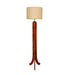 Damien Wooden Floor Lamp with Brown Base and Jute Fabric Lampshade - WoodenTwist