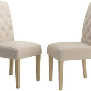 Button Tufted Parsons Chairs in Teak Wood (Set of 2) - WoodenTwist