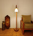 Druid Wooden Floor Lamp with Brown Base and Jute Fabric Lampshade - WoodenTwist
