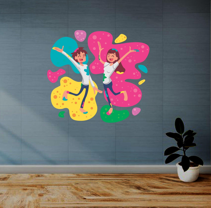 Wall Sticker Let's Play Holi |Holi Party - WoodenTwist