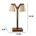 Elania Wooden Table Lamp with Brown Base and Premium White Fabric Lampshade - WoodenTwist