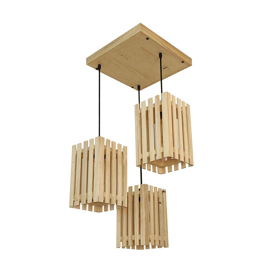 Elegant Wooden Cluster Hanging Lamp (Beige) - WoodenTwist