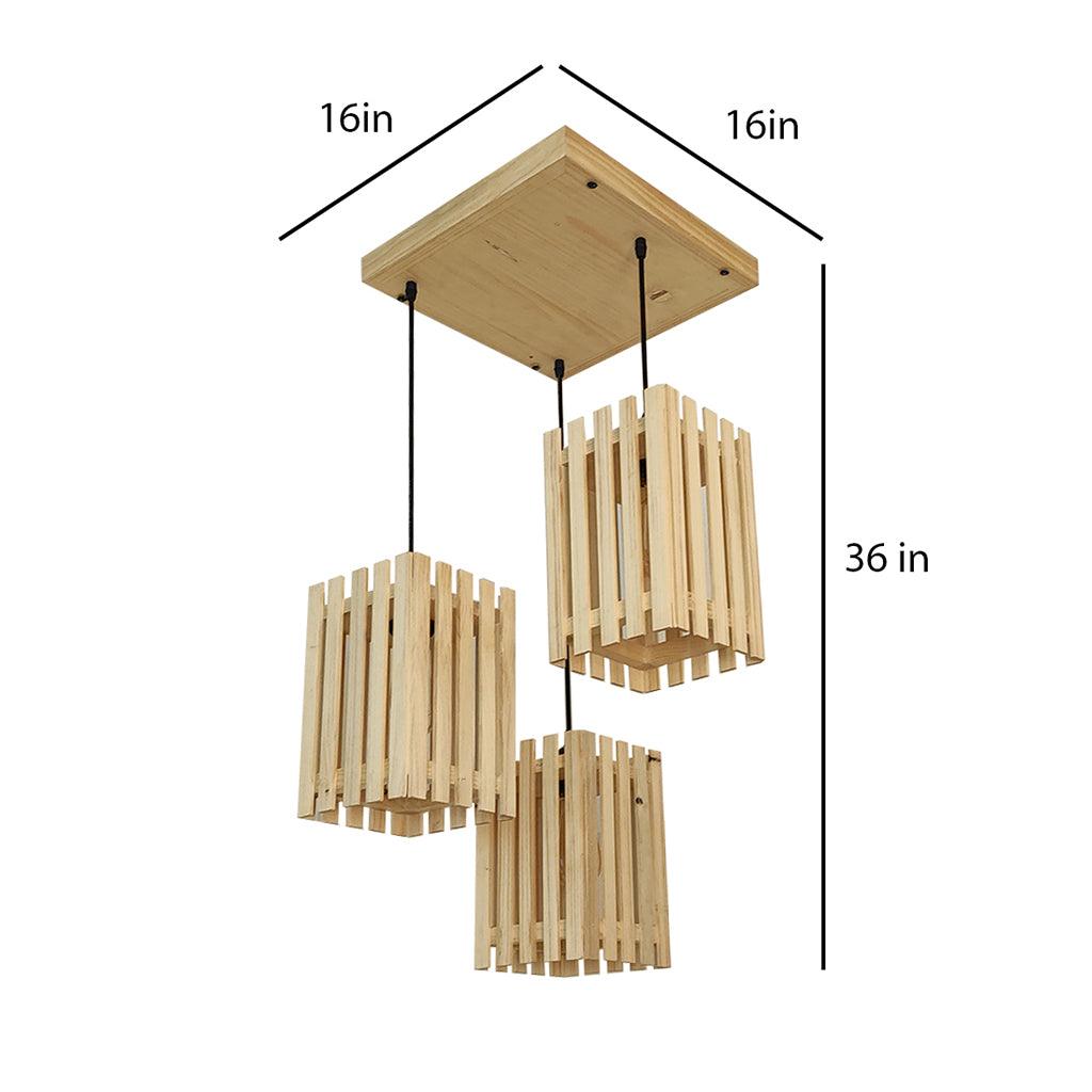 Elegant Wooden Cluster Hanging Lamp (Beige) - WoodenTwist