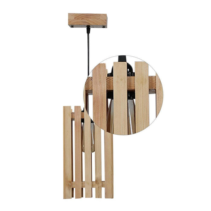 Elegant Beige Wooden Single Hanging Lamp - WoodenTwist