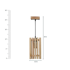 Elegant Beige Wooden Single Hanging Lamp - WoodenTwist