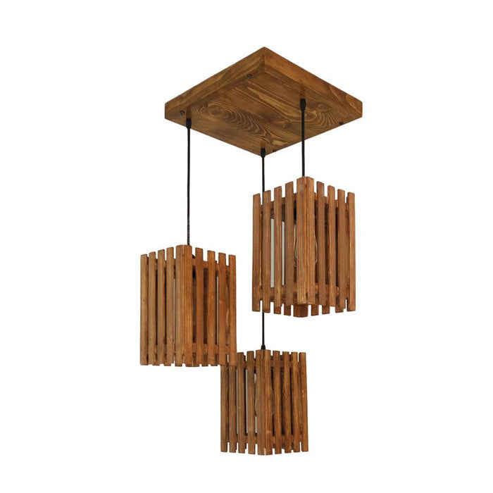 Elegant Wooden Cluster Hanging Lamp (Brown) - WoodenTwist