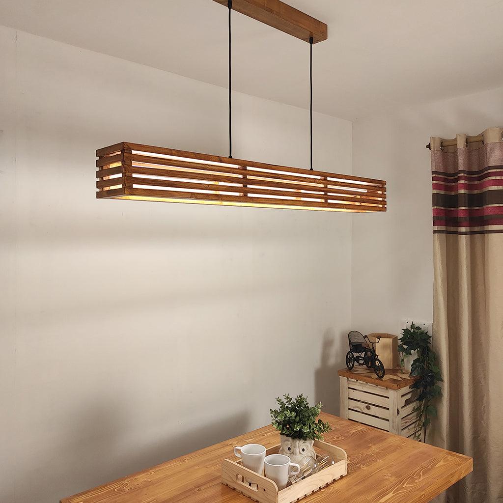 Elegant Baton Brown LED Hanging Lamp - WoodenTwist