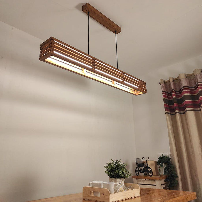 Elegant Baton Brown LED Hanging Lamp - WoodenTwist