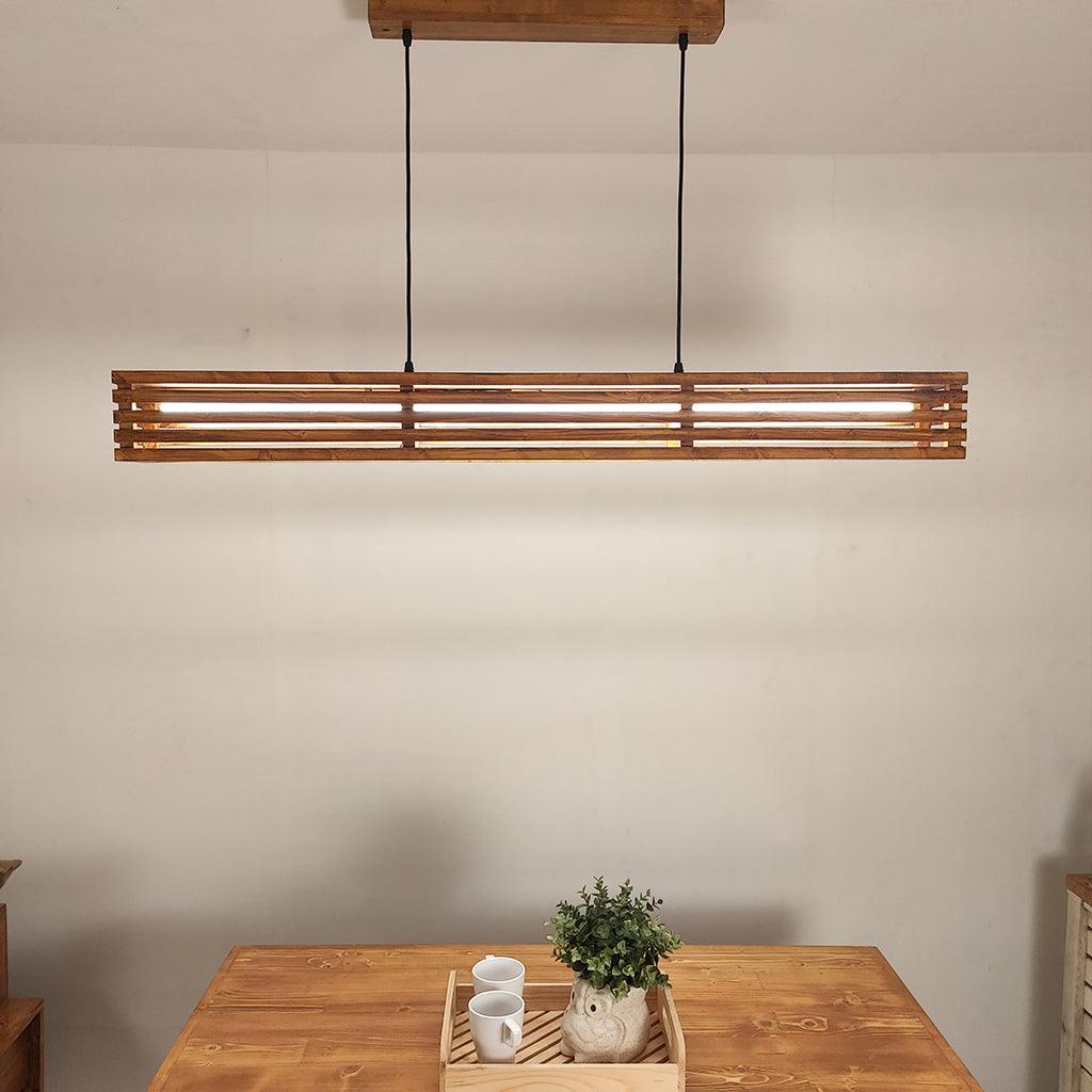 Elegant Baton Brown LED Hanging Lamp - WoodenTwist