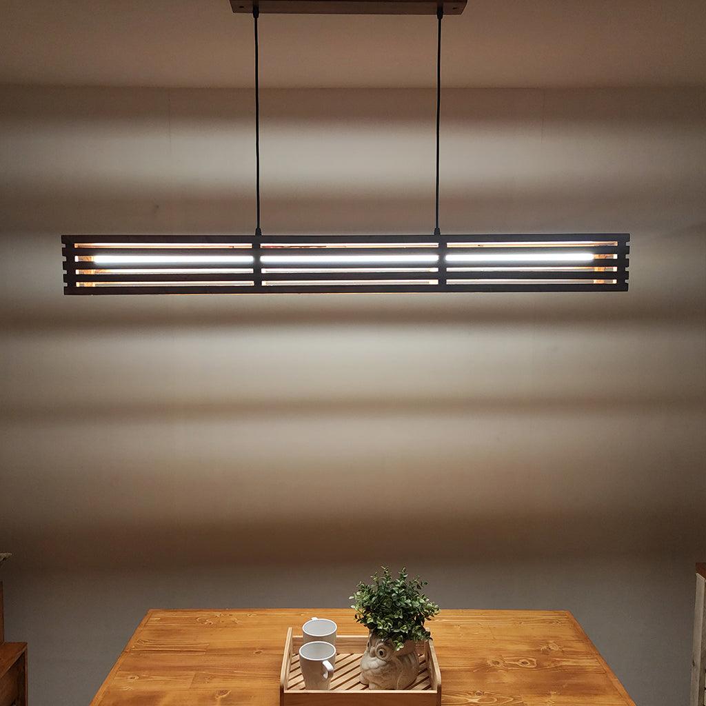 Elegant Baton Brown LED Hanging Lamp - WoodenTwist