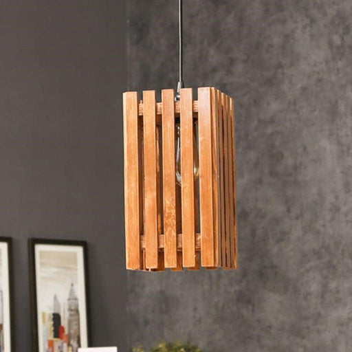 Elegant Brown Wooden Single Hanging Lamp - WoodenTwist