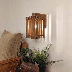 Elegant Brown Wooden Wall Light - WoodenTwist