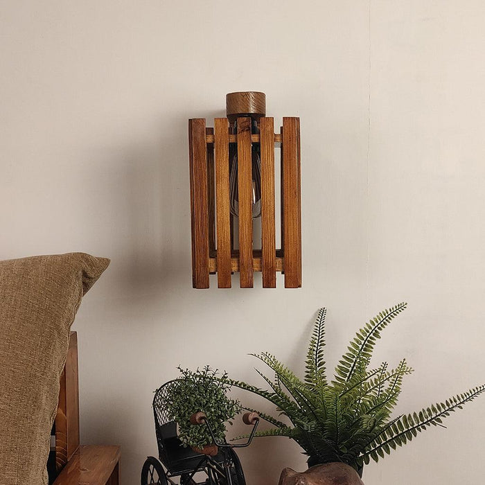 Elegant Brown Wooden Wall Light - WoodenTwist