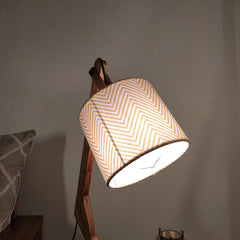 Emphasis Wooden Table Lamp with Brown Base and Yellow Fabric Lampshade - WoodenTwist